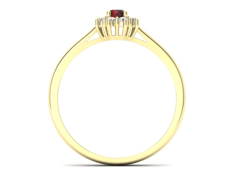 Złoty pierścionek z granatem żółte złoto - p16238zgr — zdjęcie 2