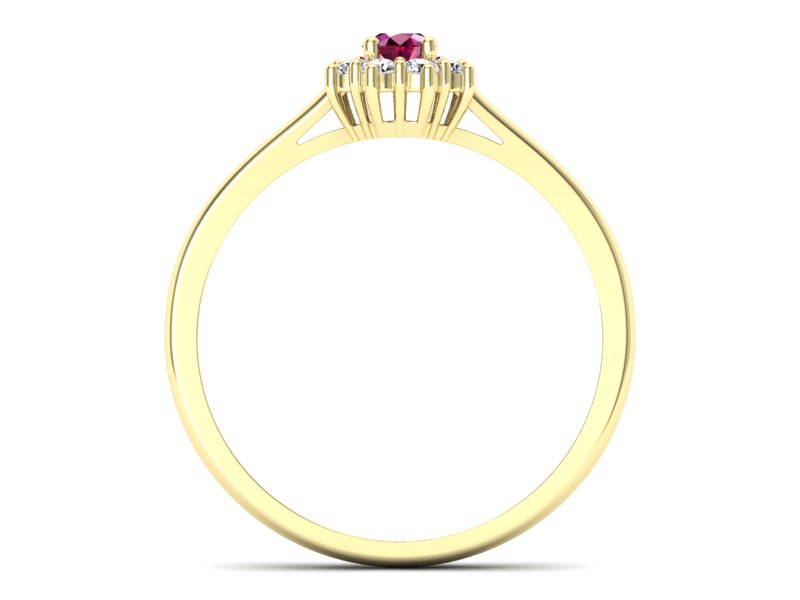 Pierścionek z rubinem i brylantami żółte złoto - p16238zr — zdjęcie 2