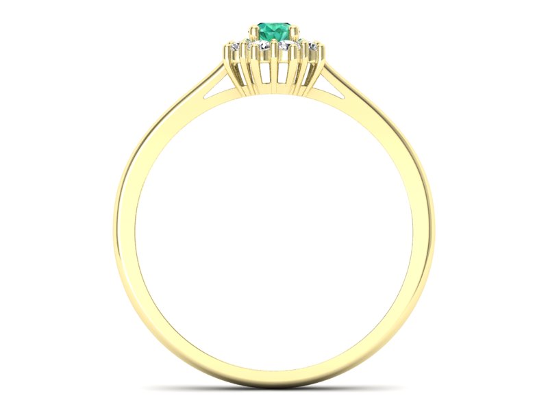 Złoty pierścionek ze szmaragdem i diamentami - p16238zsm — zdjęcie 2