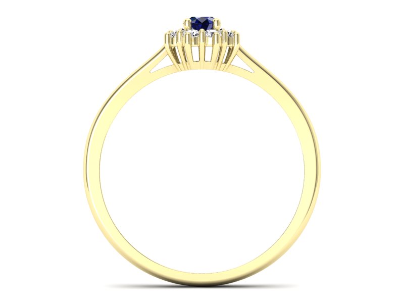 Złoty pierścionek z szafirem i diamentami - p16238zsz — zdjęcie 2