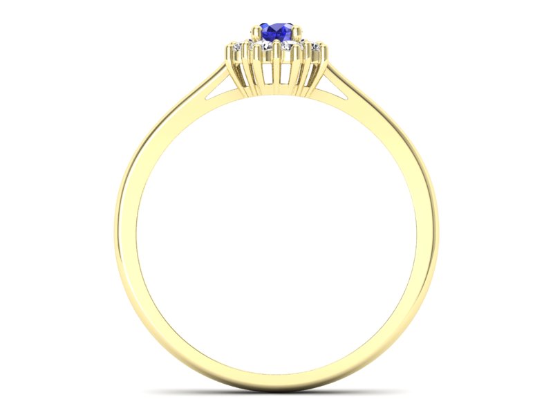 Złoty pierścionek z szafirem i diamentami - p16238zszc — zdjęcie 2