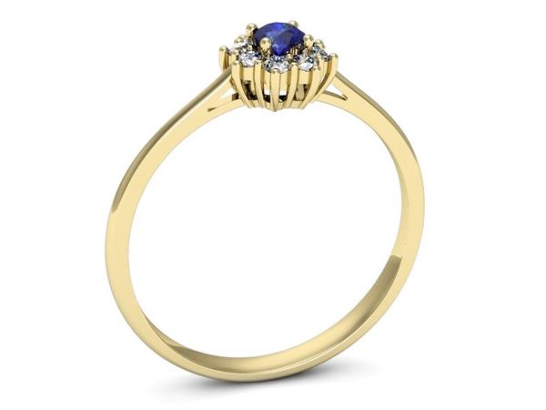 Złoty pierścionek z szafirem i diamentami - p16238zszc