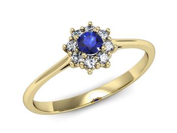 Złoty pierścionek z szafirem i diamentami - p16238zszc - 1