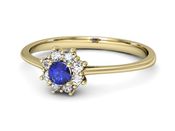 Złoty pierścionek z szafirem i diamentami - p16238zszc - 2