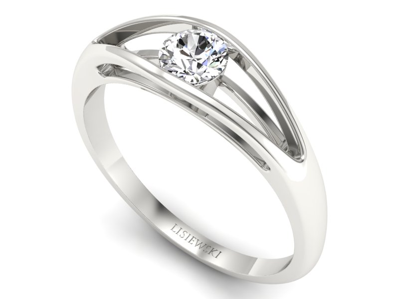 Złoty pierścionek z brylantem białe złoto - p16239b — zdjęcie 3