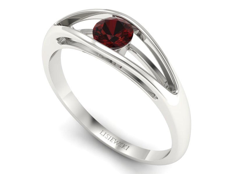 Złoty pierścionek z granatem białe złoto - p16239bgr — zdjęcie 3