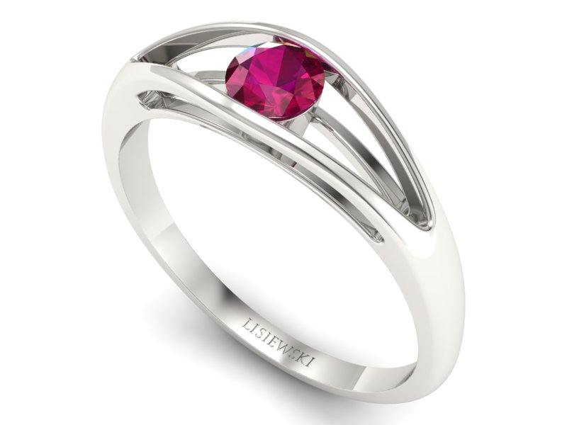 Złoty pierścionek z rubinem białe złoto - p16239br — zdjęcie 3