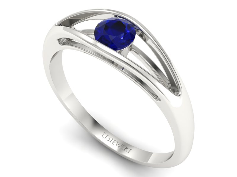 Złoty pierścionek ze spinelem białe złoto - p16239bsp — zdjęcie 3