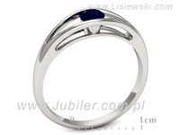 Złoty Pierścionek z szafirem białe złoto 585 - p16239bsz- 3