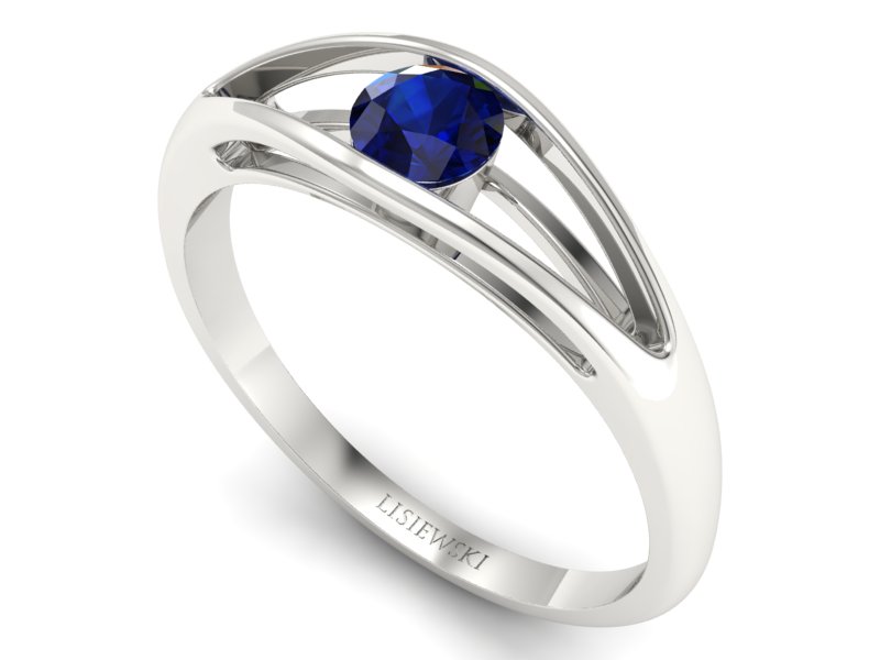 Złoty pierścionek z szafirem białe złoto - p16239bsz — zdjęcie 3