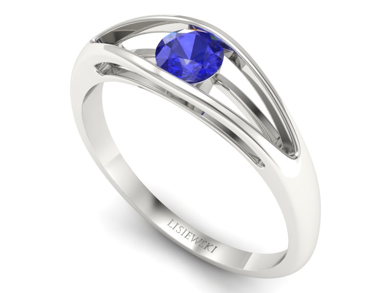 Złoty pierścionek z szafirem białe złoto - p16239bszc — zdjęcie 3