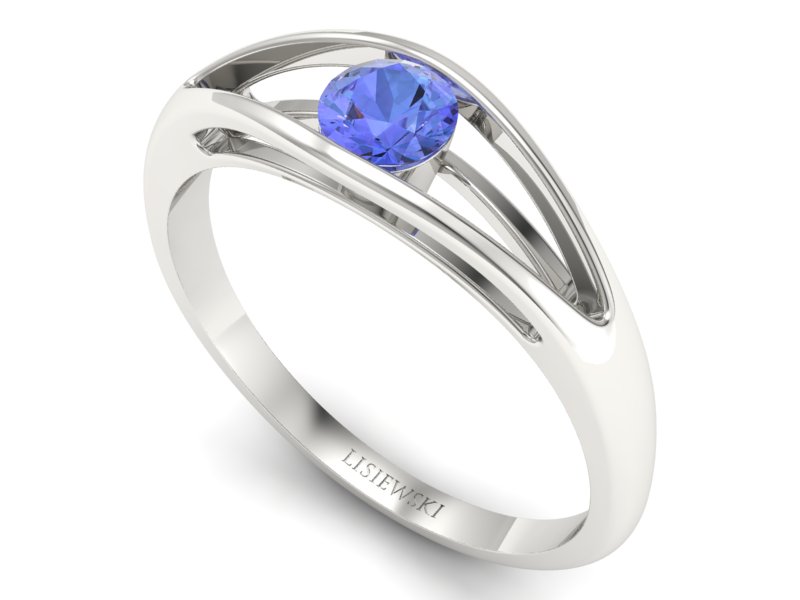 Złoty pierścionek z tanzanitem białe złoto - p16239bt — zdjęcie 3