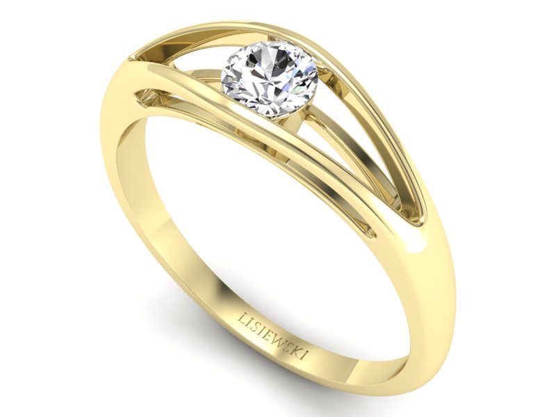 Złoty pierścionek z brylantem żółte złoto - p16239z — zdjęcie 3