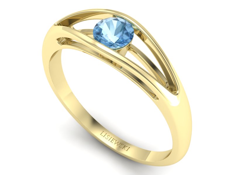 Złoty pierścionek z topazem żółte złoto - p16239za — zdjęcie 3