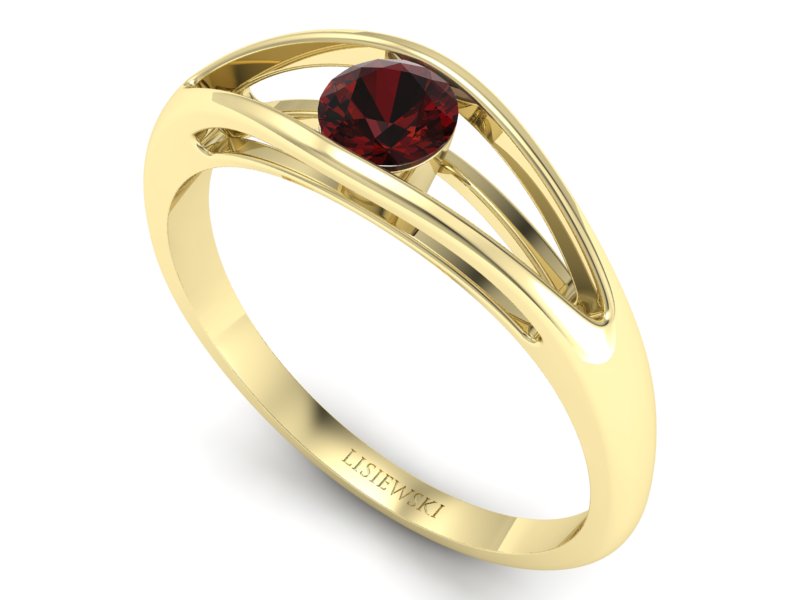 Złoty pierścionek z granatem żółte złoto - P16239zgr — zdjęcie 3