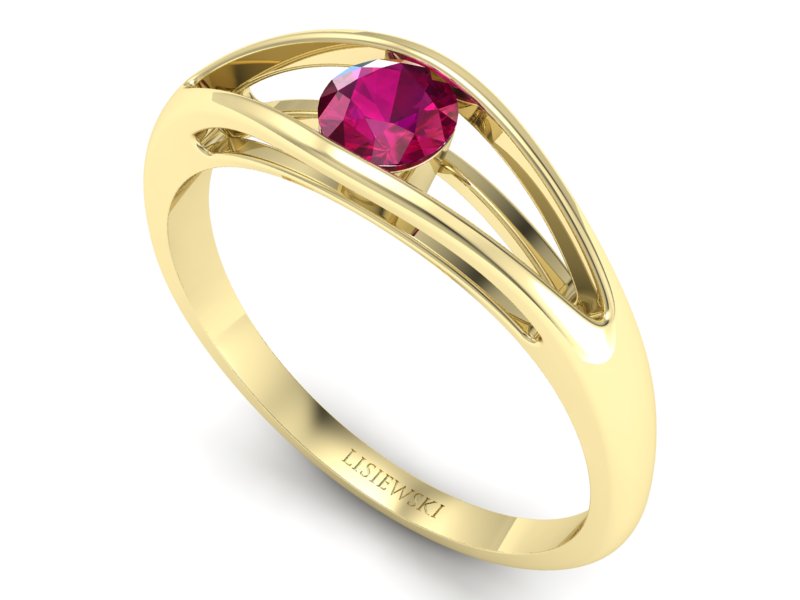 Złoty pierścionek z rubinem żółte złoto - p16239zr — zdjęcie 3