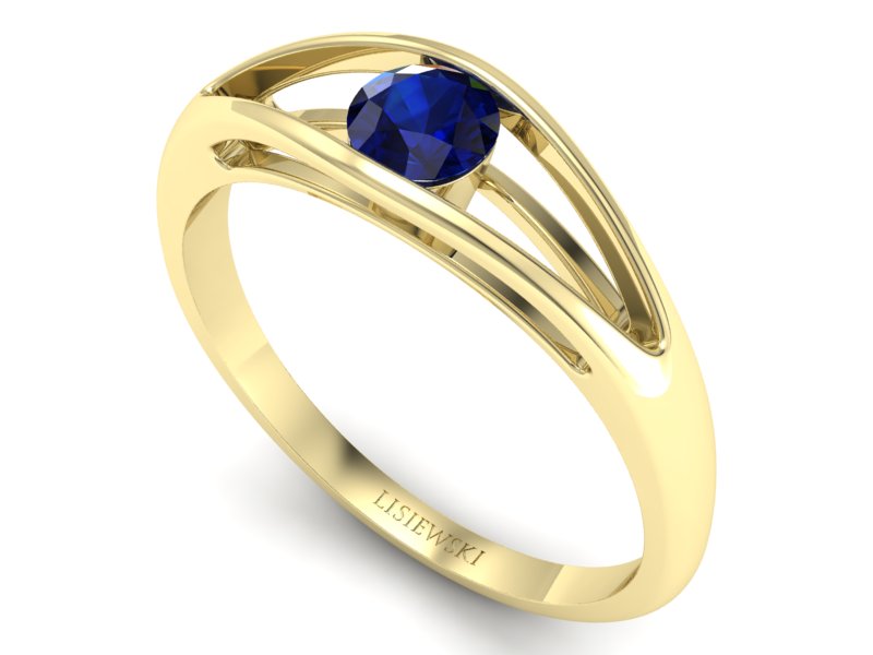 Złoty pierścionek z szafirem żółte złoto - p16239zsz — zdjęcie 3