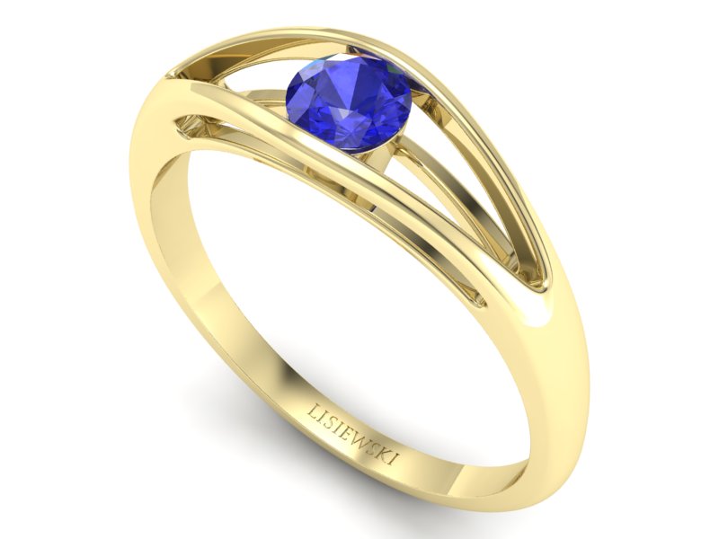 Złoty pierścionek z szafirem żółte złoto szafir - p16239zszc — zdjęcie 3