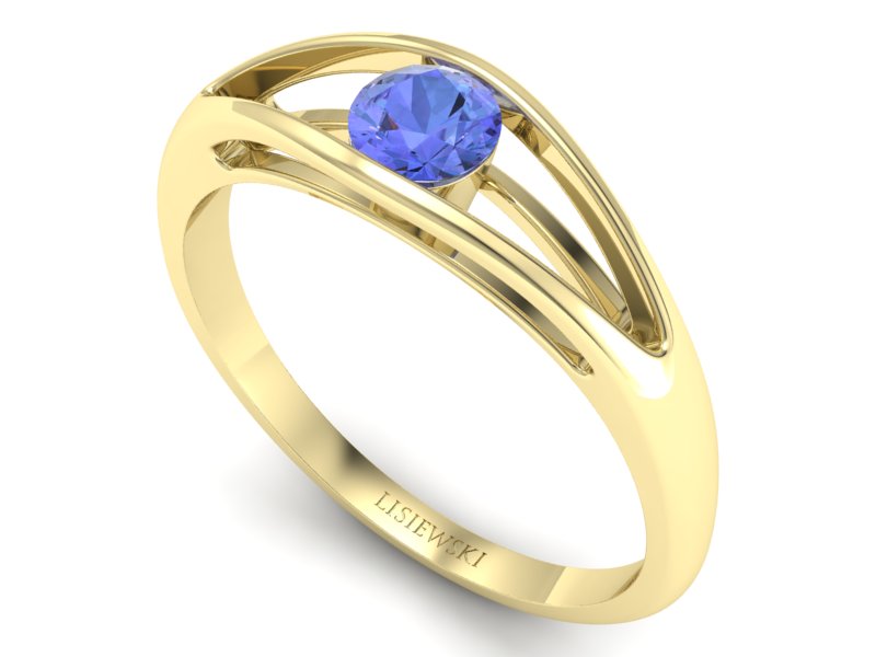 Złoty pierścionek z tanzanitem żółte złoto - p16239zt — zdjęcie 3