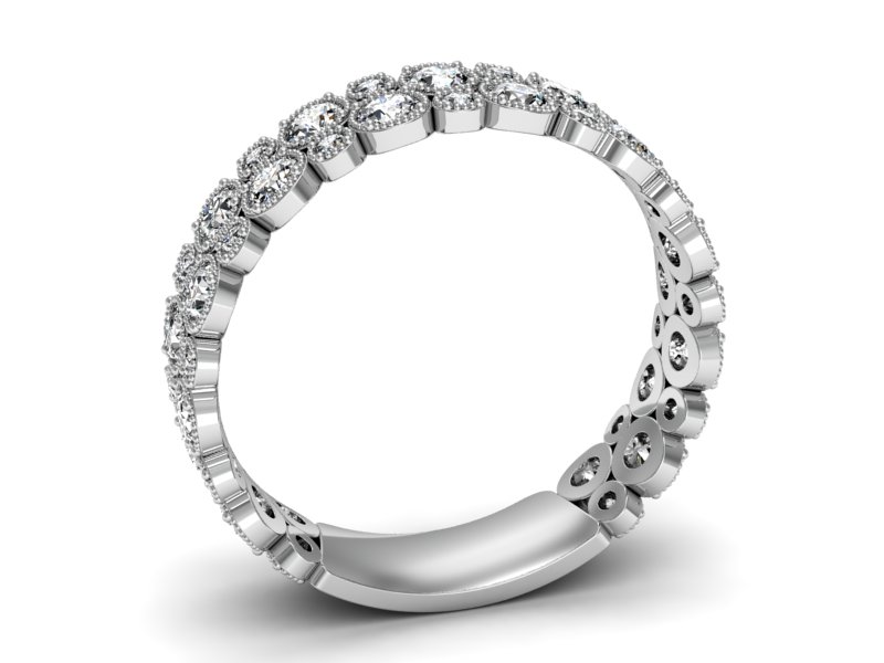Pierścionek obrączka z brylantami białe złoto - p16240b — zdjęcie 3