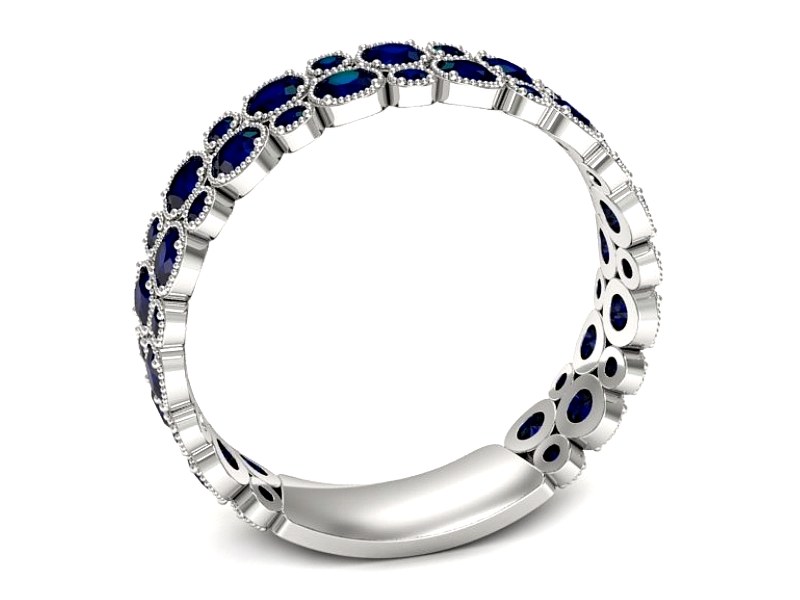 Obrączka białe złoto z szafirami - p16240bsz — zdjęcie 3