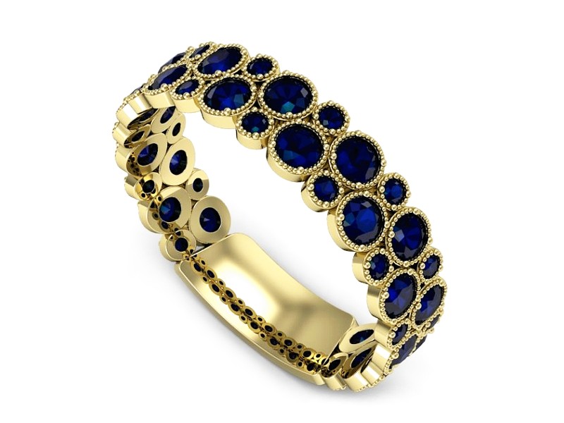 Obrączka z szafirami żółte złoto - p16240zsz