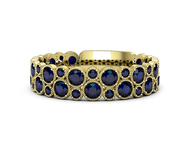 Obrączka z szafirami żółte złoto - p16240zsz — zdjęcie 2