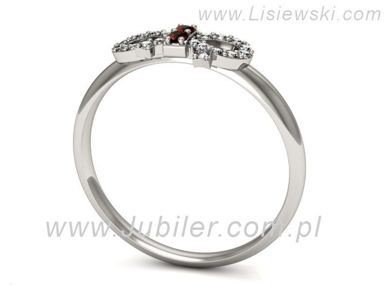 Złoty pierścionek z granatami i brylantami - p16241bgr — zdjęcie 3