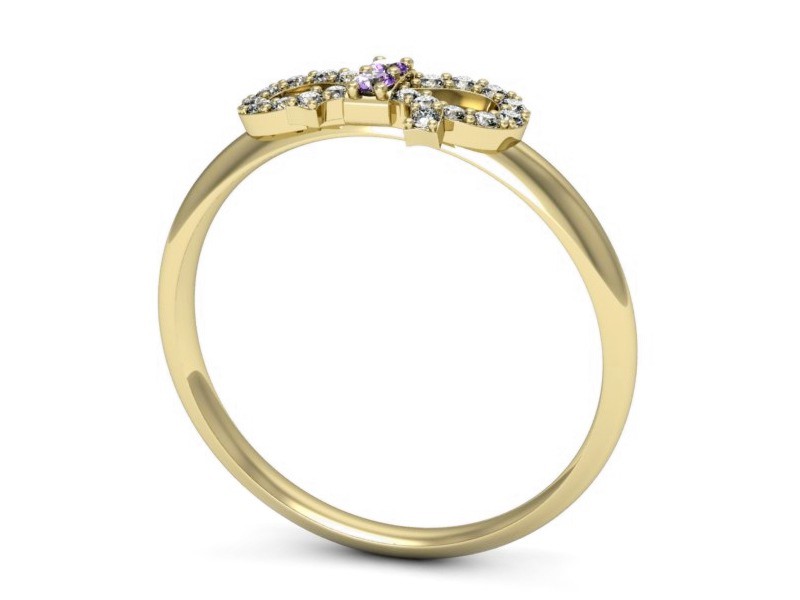 Pierścionek z ametystami brylanty żółte złoto - p16241zat — zdjęcie 3