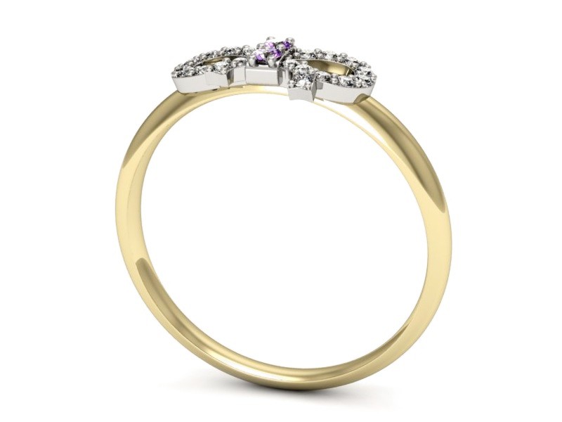 Złoty pierścionek ametysty i brylanty złoto - p16241zbat — zdjęcie 3