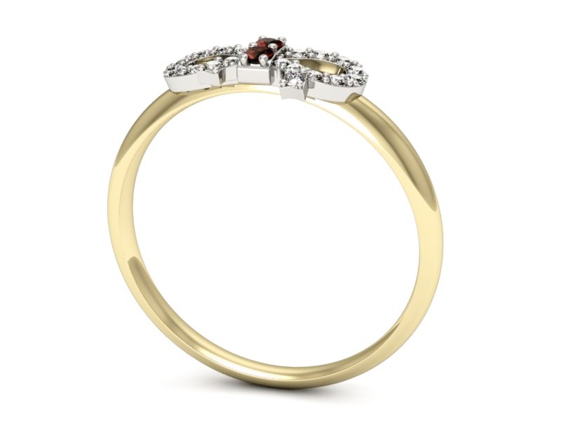 Złoty pierścionek z granatem i diamentami - p16241zbgr — zdjęcie 3