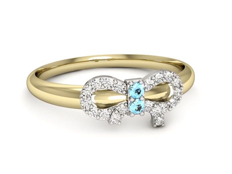 Pierścionek topazy i diamenty żółte białe złoto - p16241zbtp — zdjęcie 2