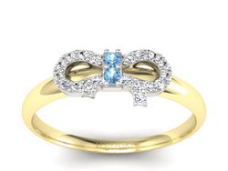 Pierścionek topazy i diamenty żółte białe złoto - p16241zbtp