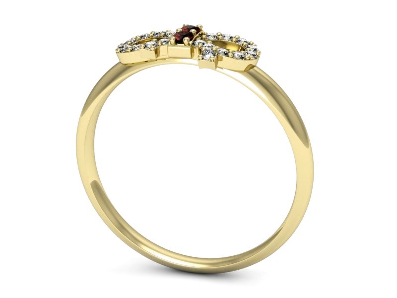 Pierścionek z granatami i brylantami żółte złoto - p16241zgr — zdjęcie 3