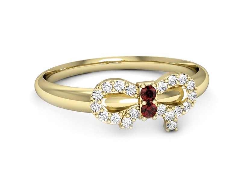 Pierścionek z granatami i brylantami żółte złoto - p16241zgr — zdjęcie 2