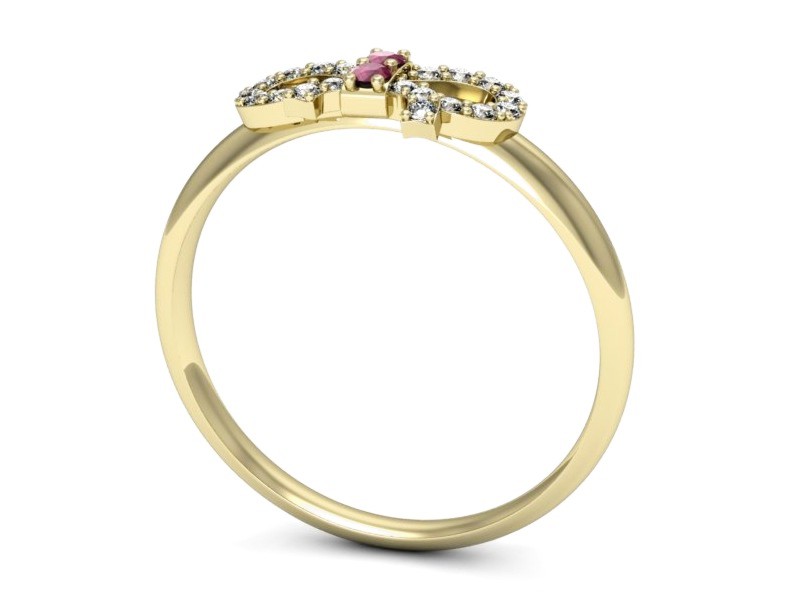 Pierścionek z rubinami i brylantami żółte złoto - p16241zr — zdjęcie 3