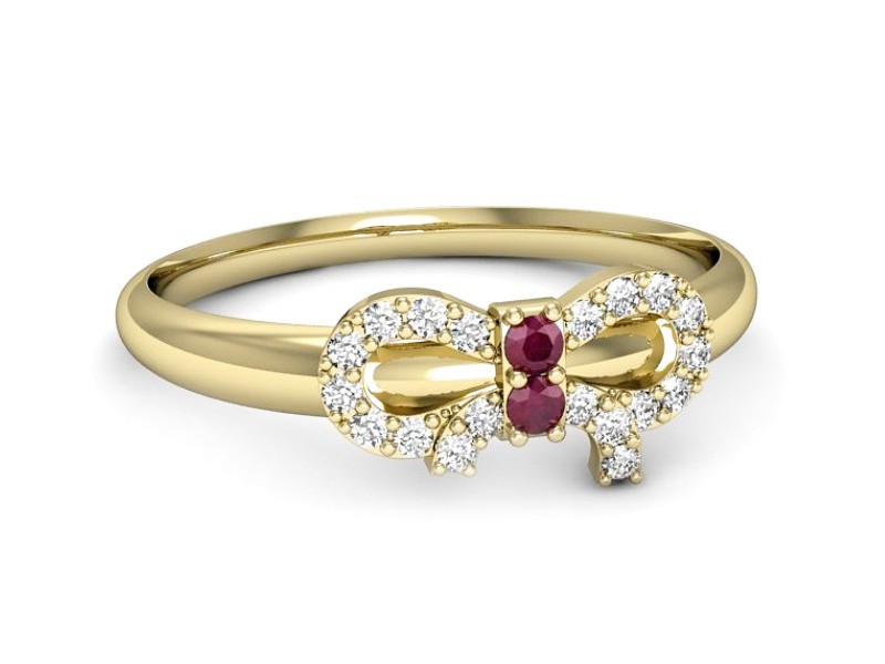 Pierścionek z rubinami i brylantami żółte złoto - p16241zr — zdjęcie 2