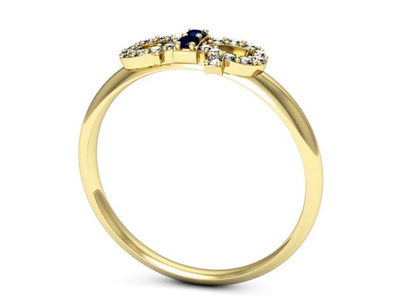 Złoty pierścionek z szafirem i brylantami - p16241zsz — zdjęcie 3