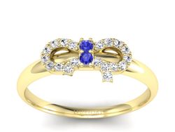 Pierścionek szafirami i diamentami żółte złoto - p16241zszc