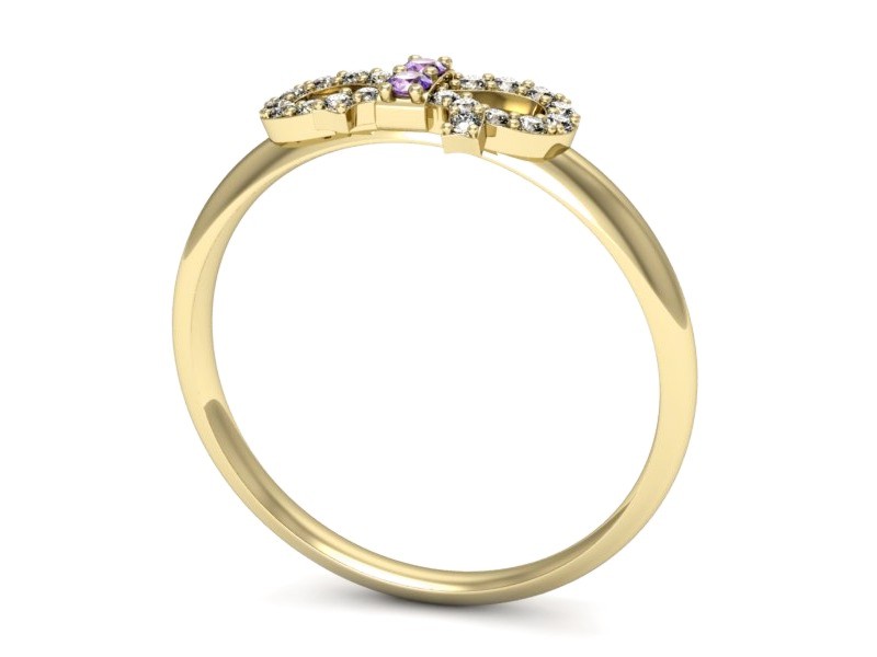 Złoty pierścionek z tanzanitami i brylantami - p16241zt — zdjęcie 3