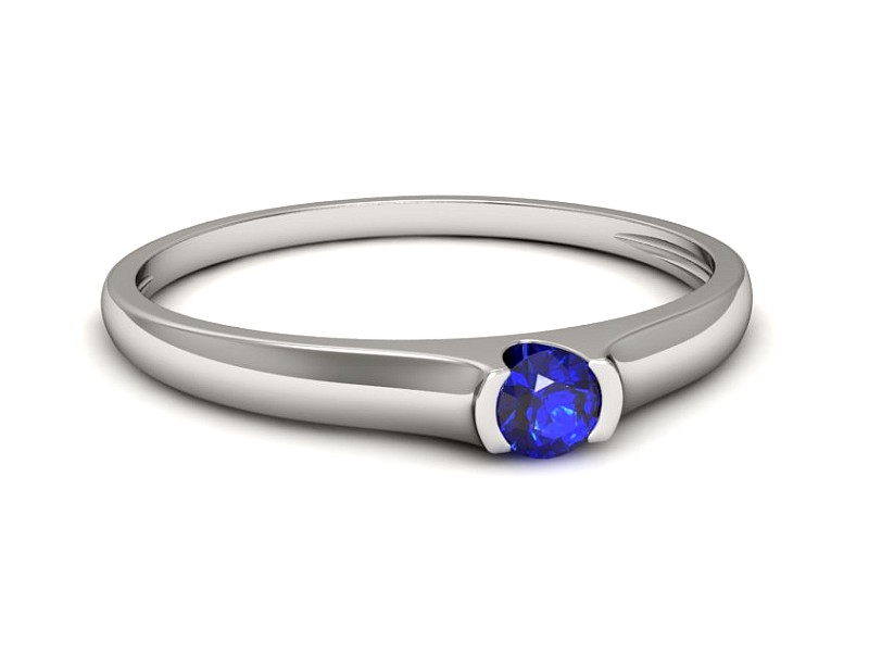 Złoty pierścionek z szafirem białe złoto - p16243bszc — zdjęcie 2
