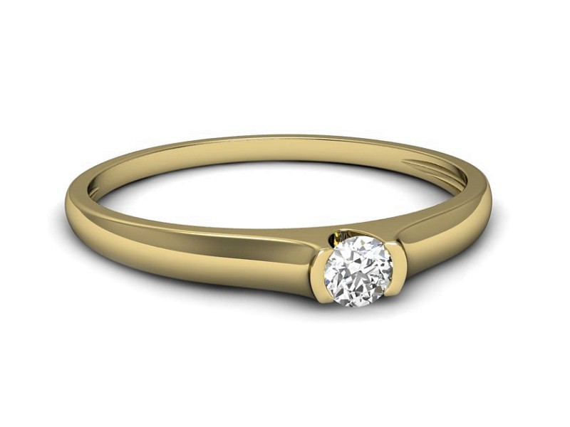 Złoty pierścionek z brylantem żółte złoto - p16243z — zdjęcie 2