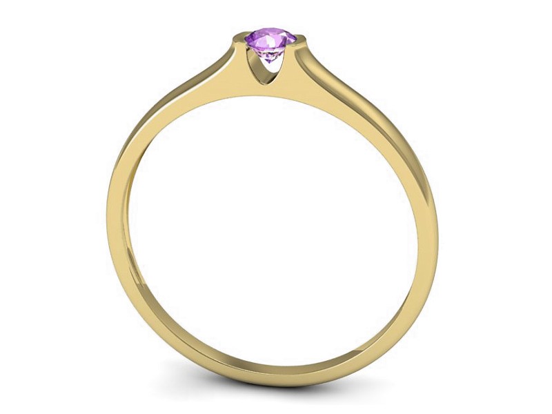 Złoty pierścionek z ametystem żółte złoto - p16243zat — zdjęcie 3