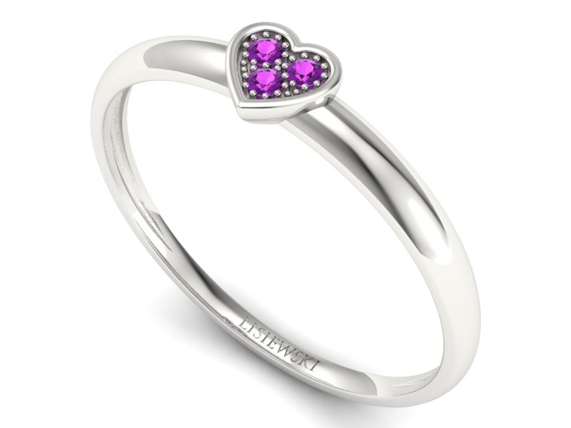 Złoty pierścionek białe złoto z ametystami - p16244bat — zdjęcie 3