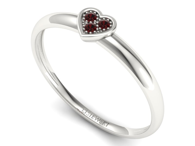 Złoty pierścionek z granatami białe złoto - p16244bgr — zdjęcie 3