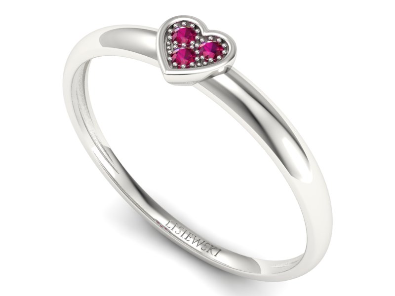 Złoty pierścionek z rubinami białe złoto - p16244br — zdjęcie 3
