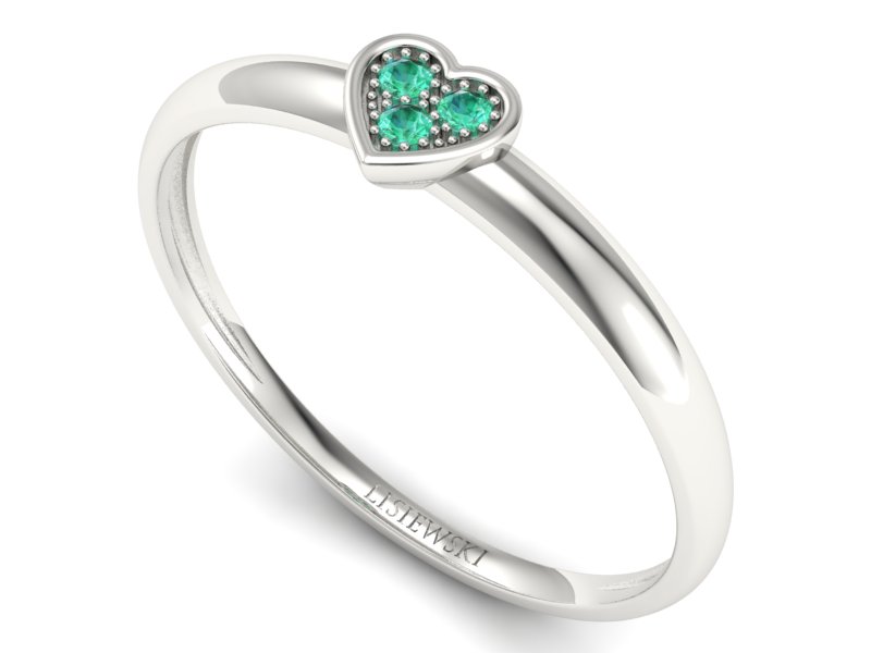 Złoty pierścionek białe złoto ze szmaragdami - p16244bsm — zdjęcie 3