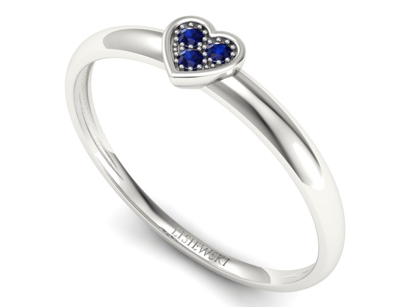 Złoty pierścionek z szafirami białe złoto - p16244bsz — zdjęcie 3