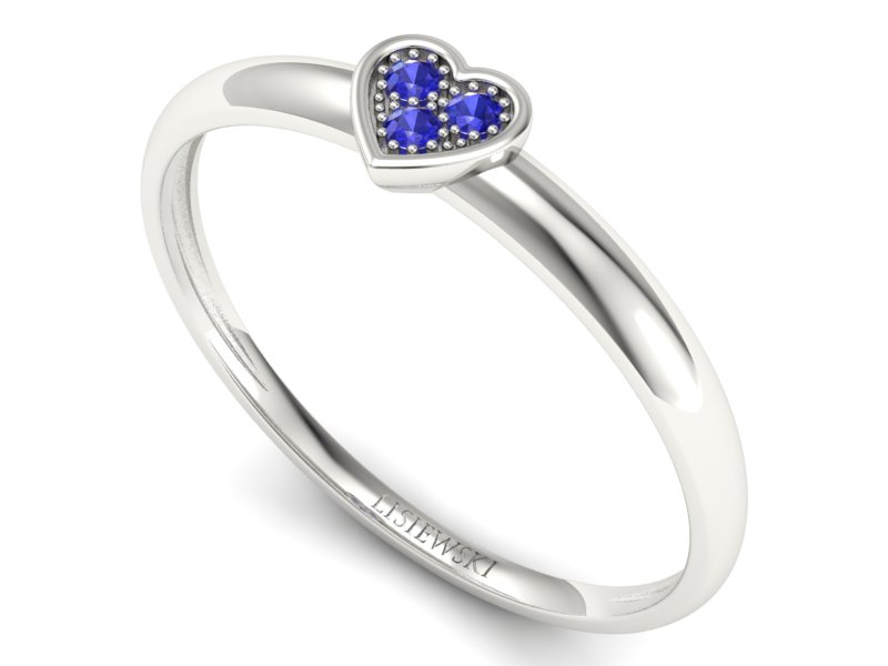 Złoty pierścionek z szafirami białe złoto - p16244bszc — zdjęcie 3