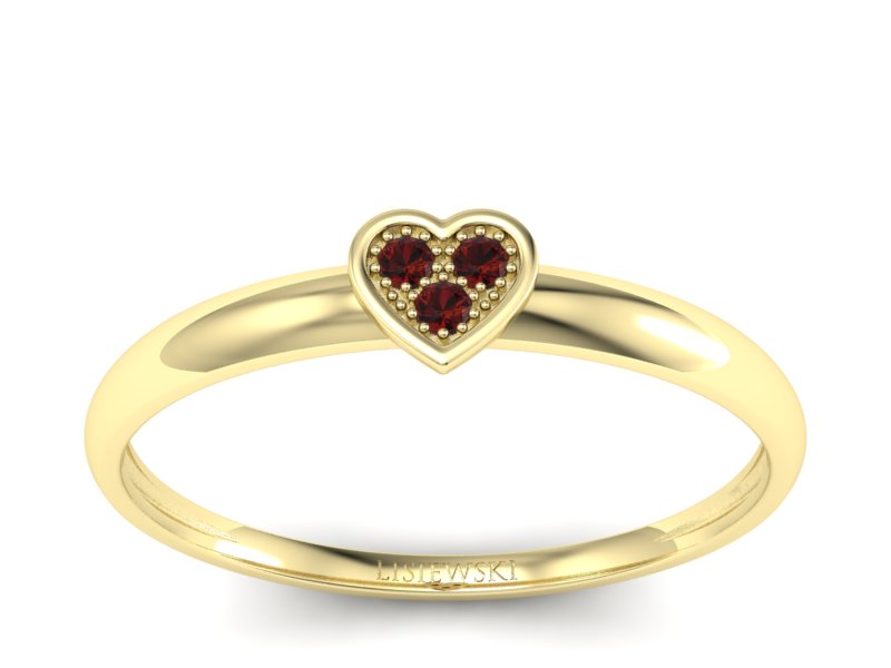 Złoty pierścionek z granatami żółte złoto - p16244zgr